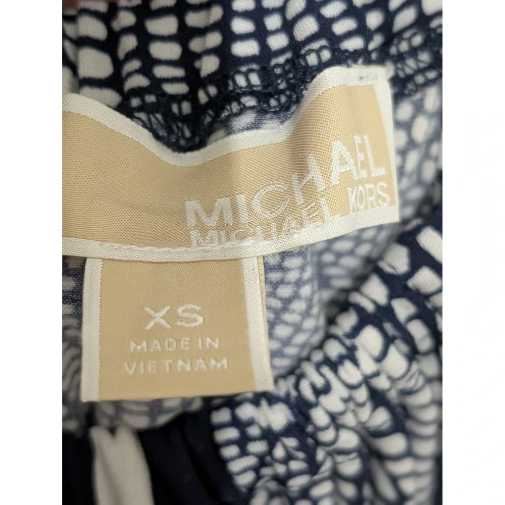 Michael Kors Womens XS Halter Top Navy White Geometric Snakeskin Print Blouse